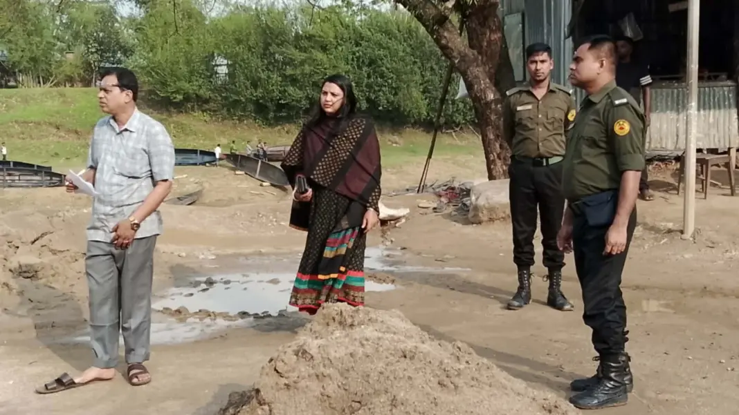 জৈন্তাপুরে অবৈধ বালু উত্তোলনে অভিযান, জব্দ বালু