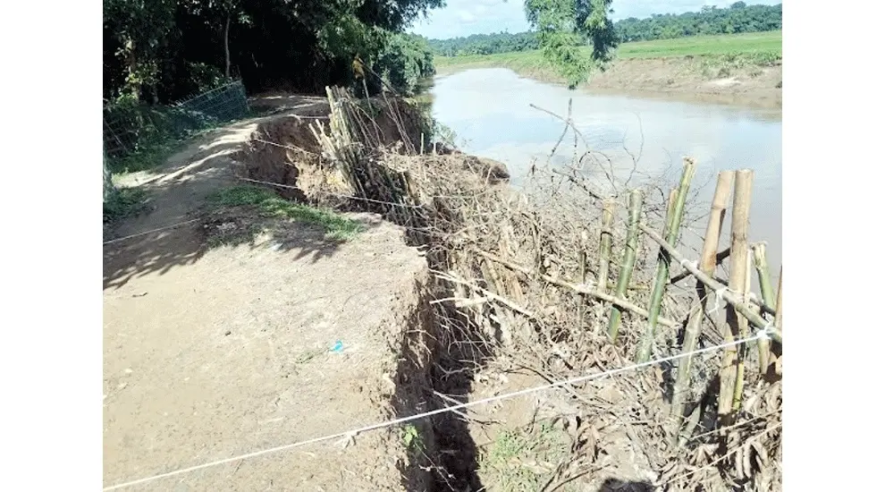 জুরী নদীর ভাঙনে বিলীন ঘর-বাড়ি, আতঙ্কে সীমান্তবাসী মৌলভীবাজারের জুড়ীতে জুরী নদীর ভাঙ্গনে